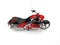 Raging red modern chopper motorcycle - top down side view