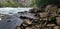 Raging river with big rocks in Niagara Falls, Canada