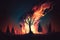 raging wildfire consuming a forest, with smoke billowing into the sky and flames leaping from tree to tree, concept, AI