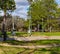 Rai road crossing with gates at Hermann Park Houston Texas USA