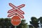 A Rail Crossing Stop Sign On Spanish Railway Lines
