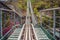 Rail downhill on a trolley, Point of view during a ride on Alpine Coaster on rails