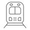 Rail road trip thin line icon, transport and railway, locomotive sign, vector graphics, a linear pattern on a white