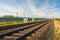 Rail tracks on concrete sleepers and basalt gravel in the Nether