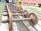 Rail wheel storage in barddhaman loco shed.Indian Railways.