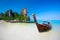 Railay Beach, Tropical beach traditional long tail boat andaman