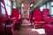 Railcar with red seats