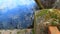 Railing of an old stone bridge close-up