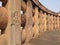 Railings encircling Stupa No. 2, with decorative motifs dating to around 115 BC, Sanchi Buddhist Complex, Madhya Pradesh, India