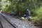 Railroad in Aguas Calientes in Peru