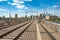 Railroad on Berezhkovsky bridge across the Moscow river