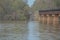 A Railroad bridge over Lake Dardanelle reservoir on the Arkansas River in Clarksville, Arkansas