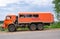 Railroad with the canister fits to the orange KAMAZ, Russian Railways.