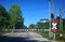 Railroad crossing closed with red light