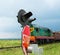 Railroad crossing signs and the approaching train