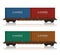 Railroad flatcars with cargo containers