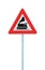 Railroad Level Crossing Sign without barrier or gate ahead the road, beware of train roadside signage, roadsign on pole post