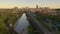 The railroad line travels along the riverfront heading into Richmond Virginia