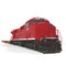 Railroad Locomotive with Heavy Duty Flat Cars on white. 3D illustration
