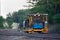 Railroad Maintenance Worker on Rail Cart