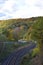 railroad next to the Elztal road in autumn, way into Monreal