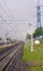 Railroad in rainy day, viev from station. background, transportation