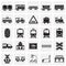 Railroad related icons set on squares background for graphic and web design. Simple vector sign. Internet concept symbol