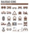 Railroad related icons set on white background for graphic and web design. Simple vector sign. Internet concept symbol