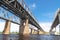 Railroad and road bridges over the Vilga river