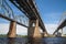 Railroad and road bridges over the Vilga river