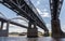 Railroad and road bridges over the Vilga river