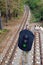 Railroad and semaphore with green signal