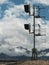 Railroad signal lights in the Mohave Desert