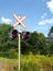 Railroad stop lights in the country side.