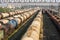 Railroad tank cars and cargo wagons