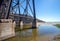 Railroad track bridge at Gaviota Beach on the central coast of California USA