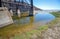 Railroad track bridge at Gaviota Beach on the central coast of California USA