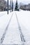 Railroad track in winter, Vitoria, Spain