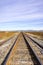 Railroad tracks across marshland, Alviso, San Jose, south San Francisco bay area, California