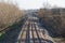 Railroad tracks and catenary