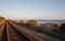 Railroad tracks on the Central Coast of California at Goleta / Santa Barbara at sunset