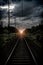 Railroad tracks and a dramatic sky