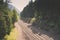 Railroad tracks going through Kootenai National Forest in Montana