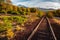 Railroad tracks with Mt. Shasta, Northern California