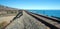 Railroad tracks over bridge at Gaviota Beach on the central coast of California USA