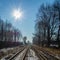 Railroad tracks in sunlight - winter impression