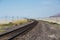 Railroad tracks and telephone poles near the Black Rock desert