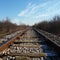 Railroad tracks in winter, ice