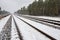 railroad tracks in winter under snow