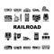 Railroad Transport Collection Icons Set Vector